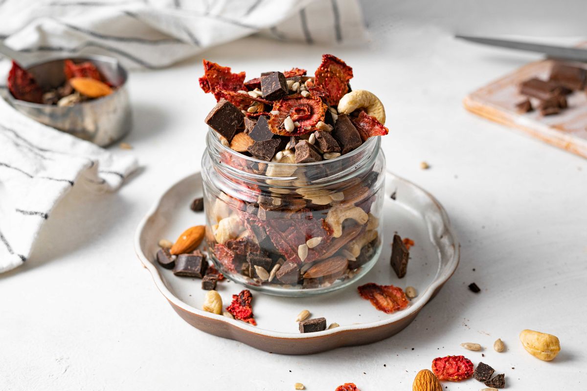 Keto Chocolate and Strawberry Trail mix