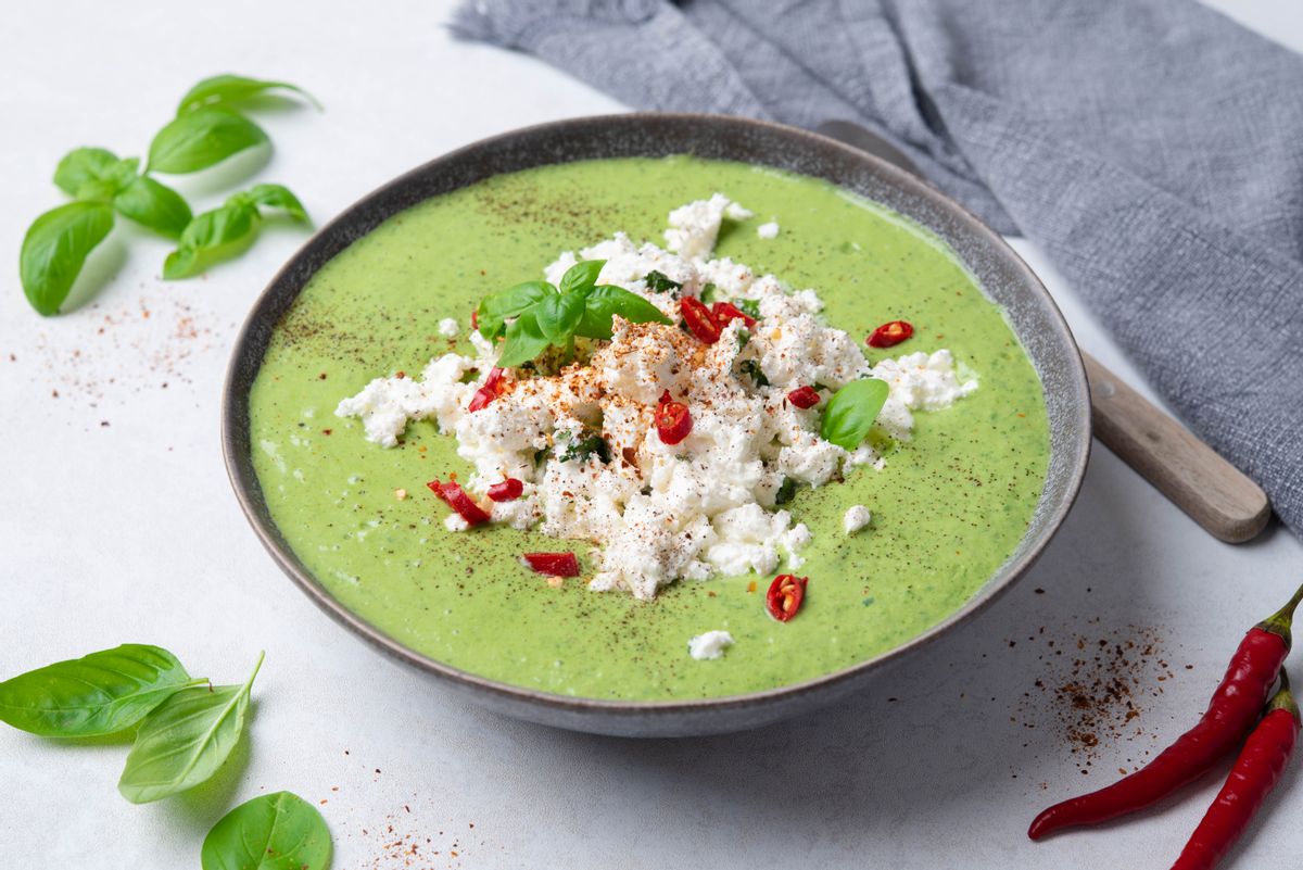Keto Vegetarian Green Soup with Feta