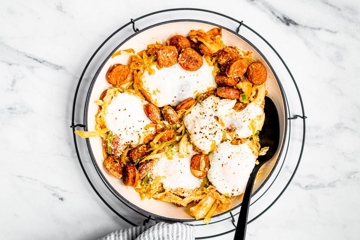 Low Carb Chorizo and Cabbage Breakfast Skillet