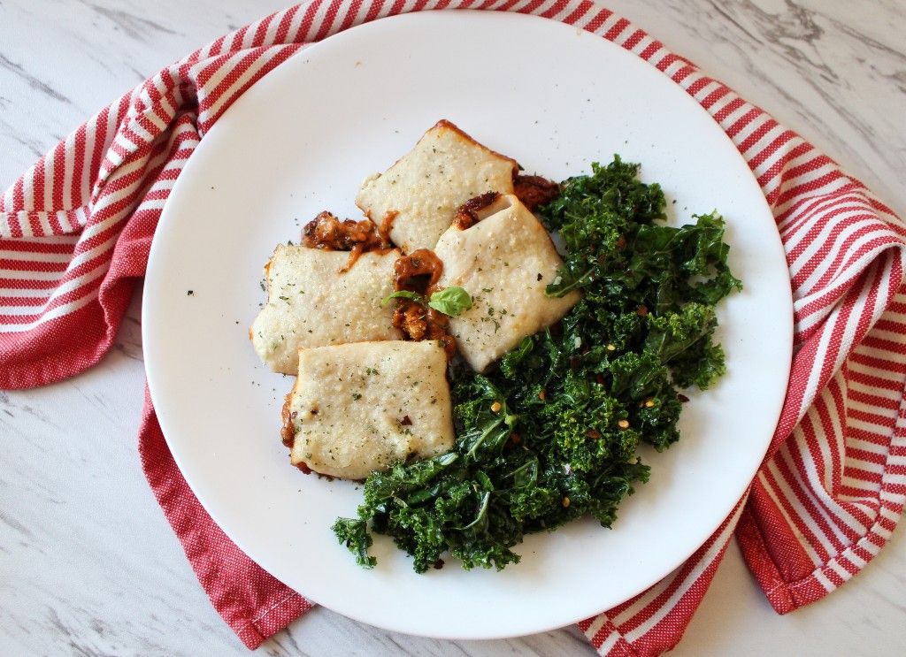 Low Carb Turkey Ravioli w Italian Kale Salad