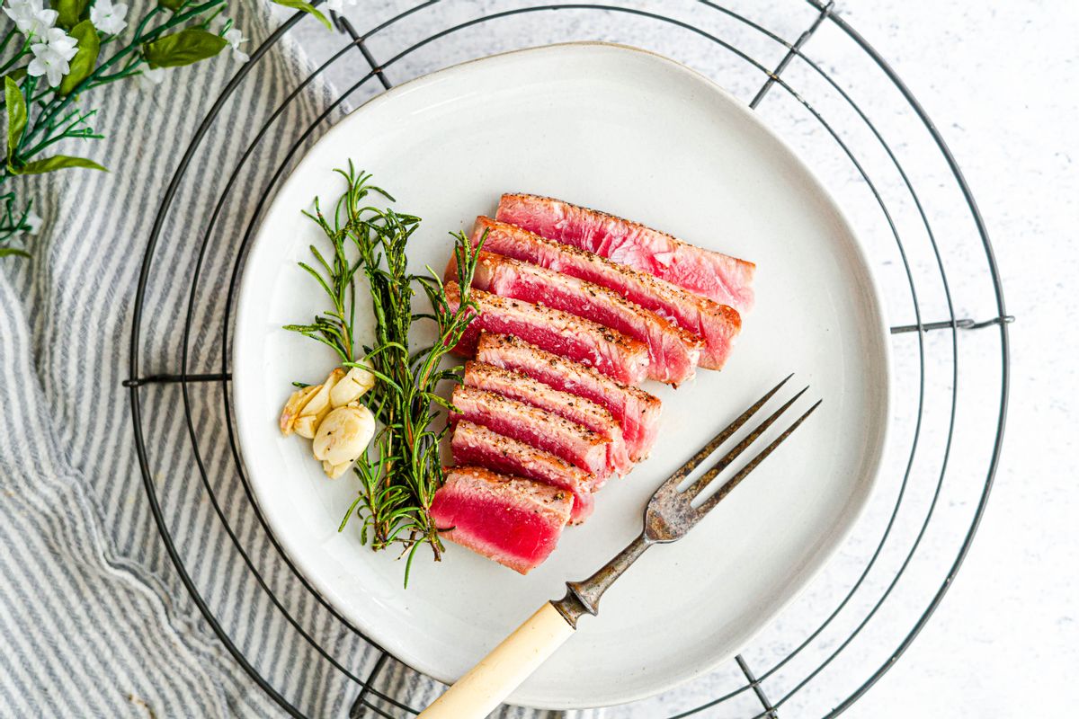 Keto Garlic Herb Tuna Steaks