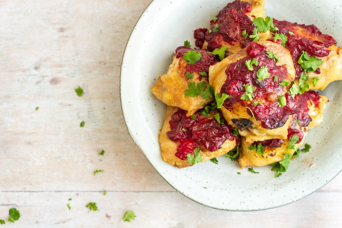 Keto Cranberry and Orange Baked Chicken Thighs