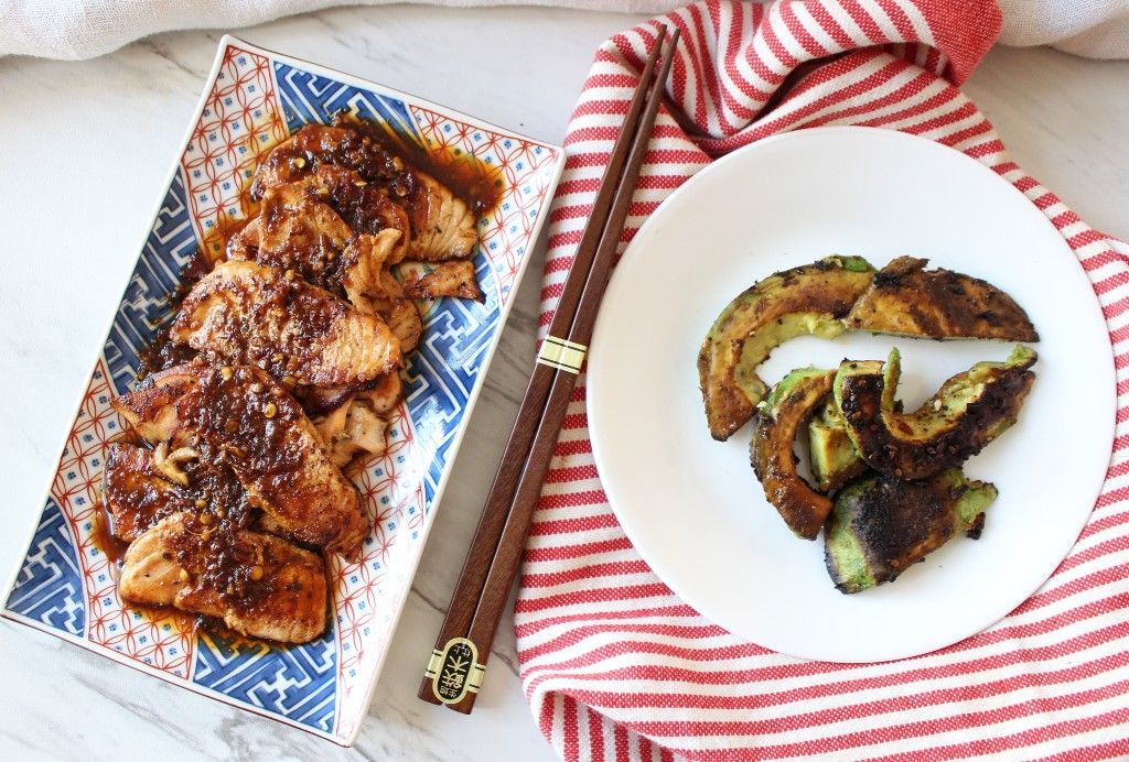 Keto Carb Sweet Chili Salmon w Seared Avocado Slices