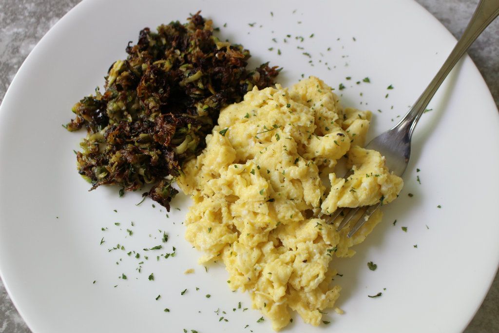 Keto Zucchini Scallion Hash and Egg Plate