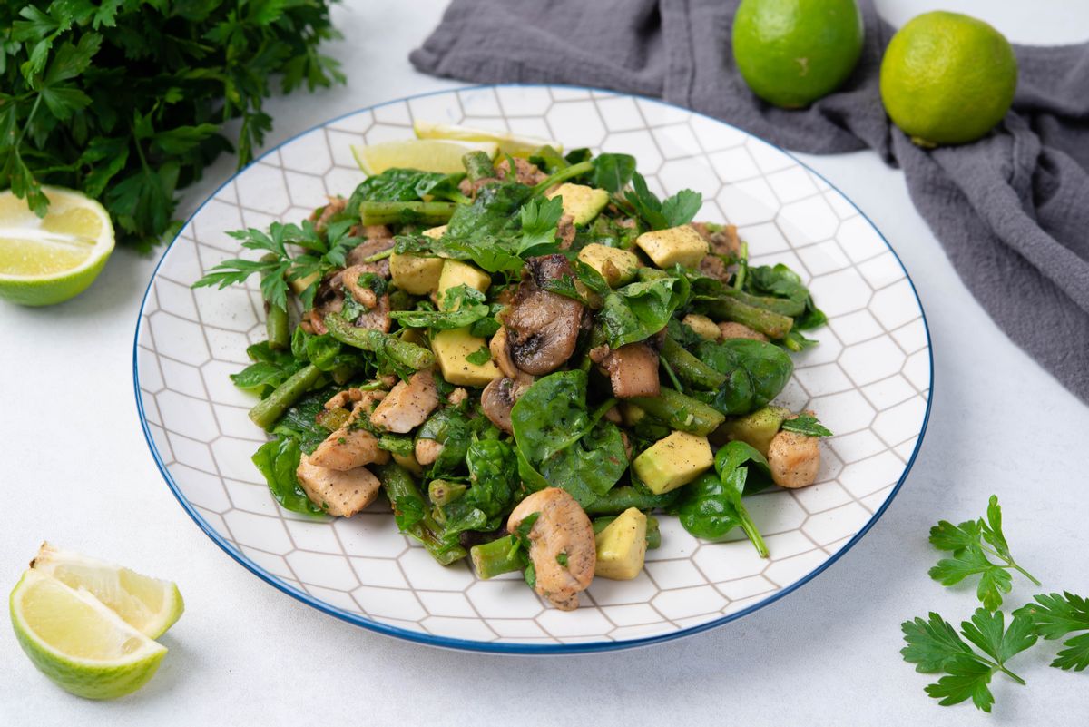 Keto Warm Spinach Salad with Chicken