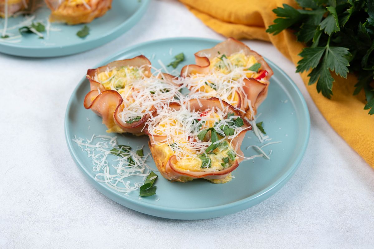 Keto Parmesan Mini Ham Quiches