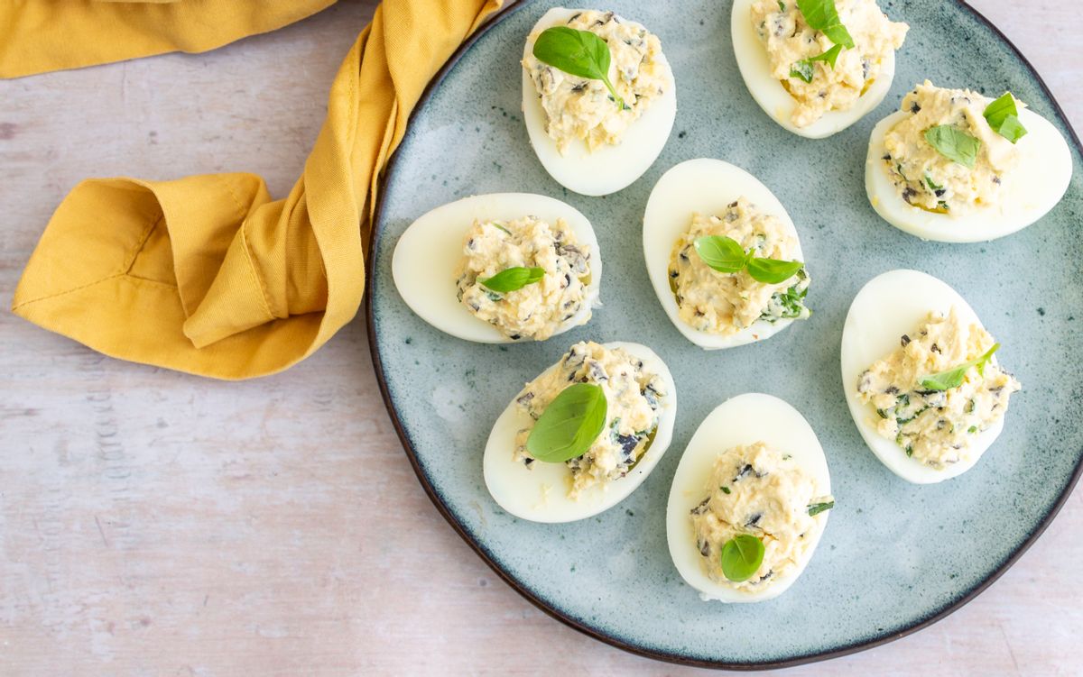 Keto Feta and Olive Deviled Eggs