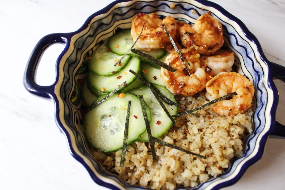 Low Carb Chili Lime Shrimp Rice Bowl