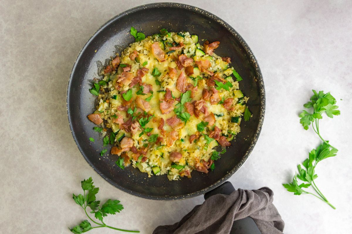 Keto Cheesy Rice with Bacon