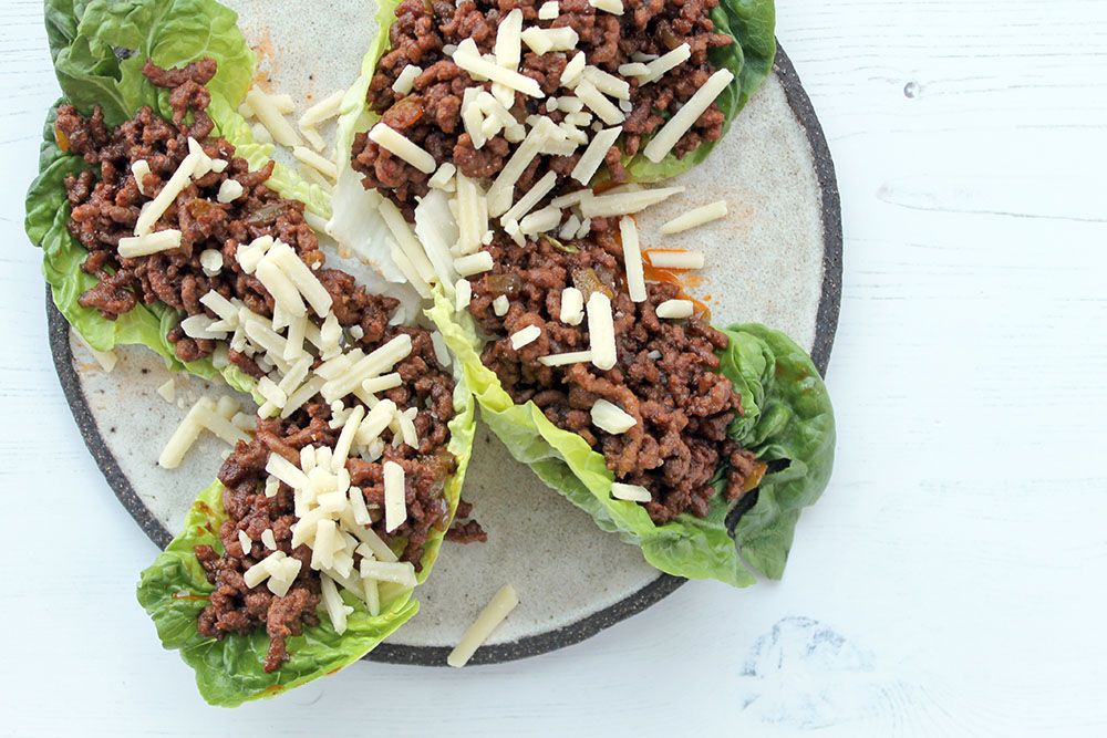 Keto Beef Chili Cheese Lettuce Cups