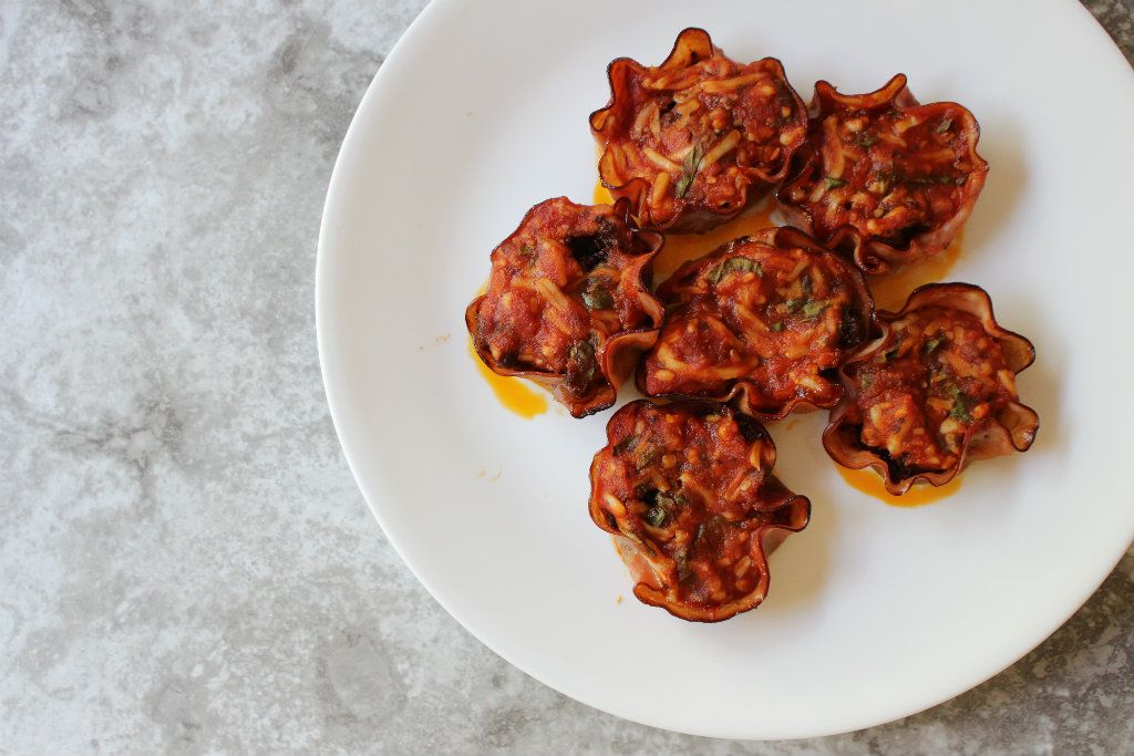 Keto Chorizo Pizza Ham Cups