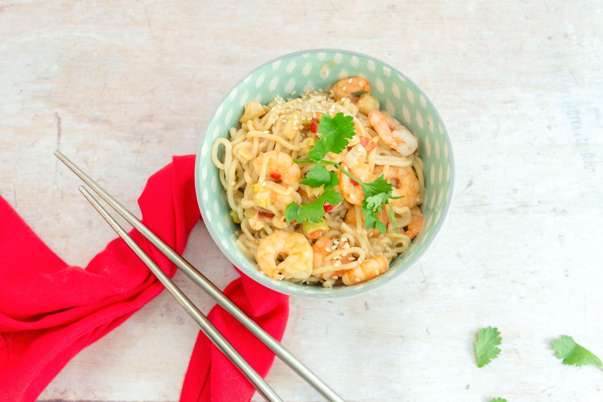 Keto Sesame Shrimp Shirataki Noodles