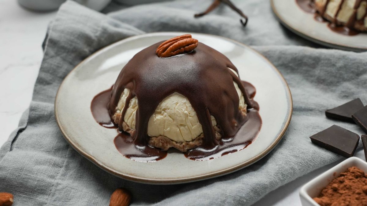 Keto Ice Cream Bomb with Chocolate and Pecans