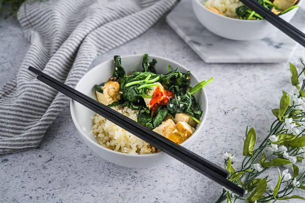 Low Carb Tofu and Spinach Stir Fry