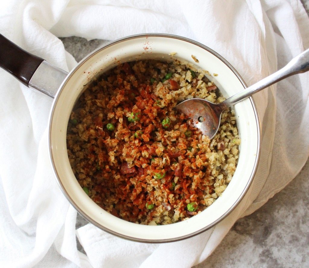 Keto Rice and Peas with Bacon