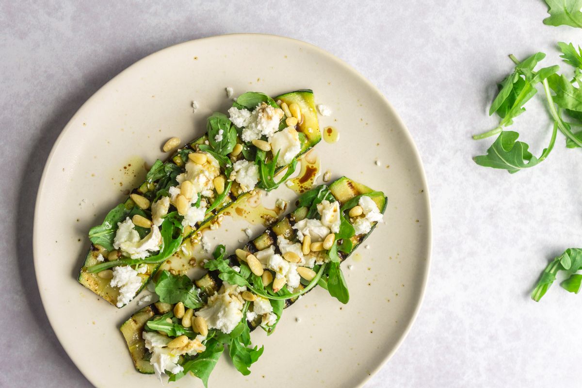 Keto Vegetarian Griddled Zucchini Open Sandwich