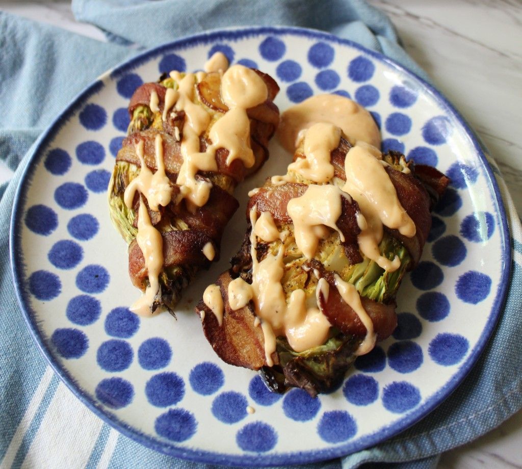 Low Carb Bacon Wrapped Cabbage Wedges W Tangy Sauce