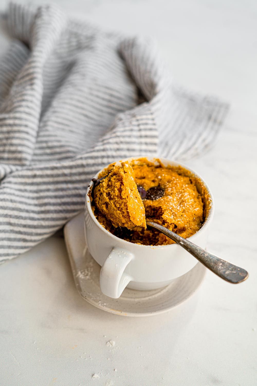 Low Carb Chocolate Chip Pumpkin Mug Cake