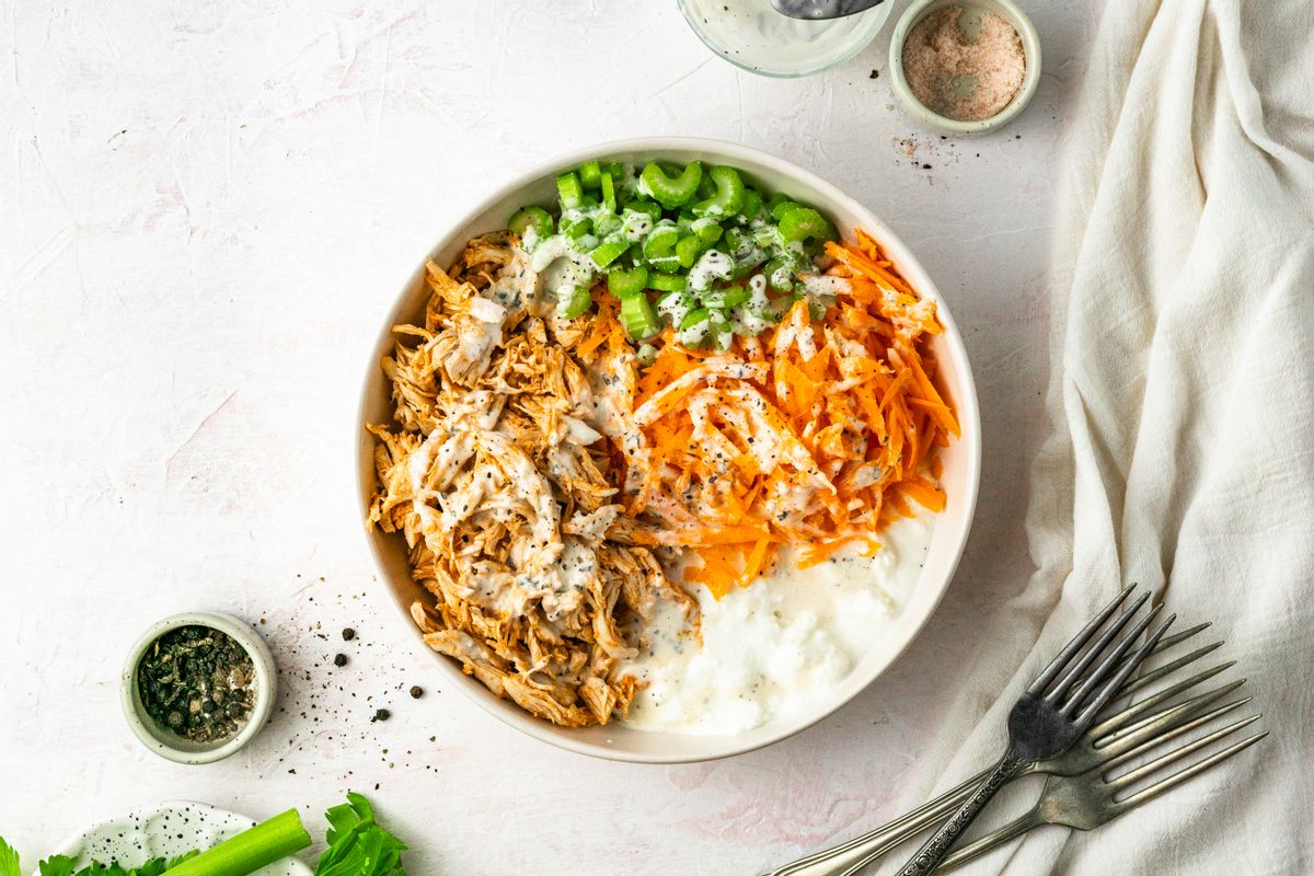 Keto Buffalo Chicken Cottage Cheese Bowl