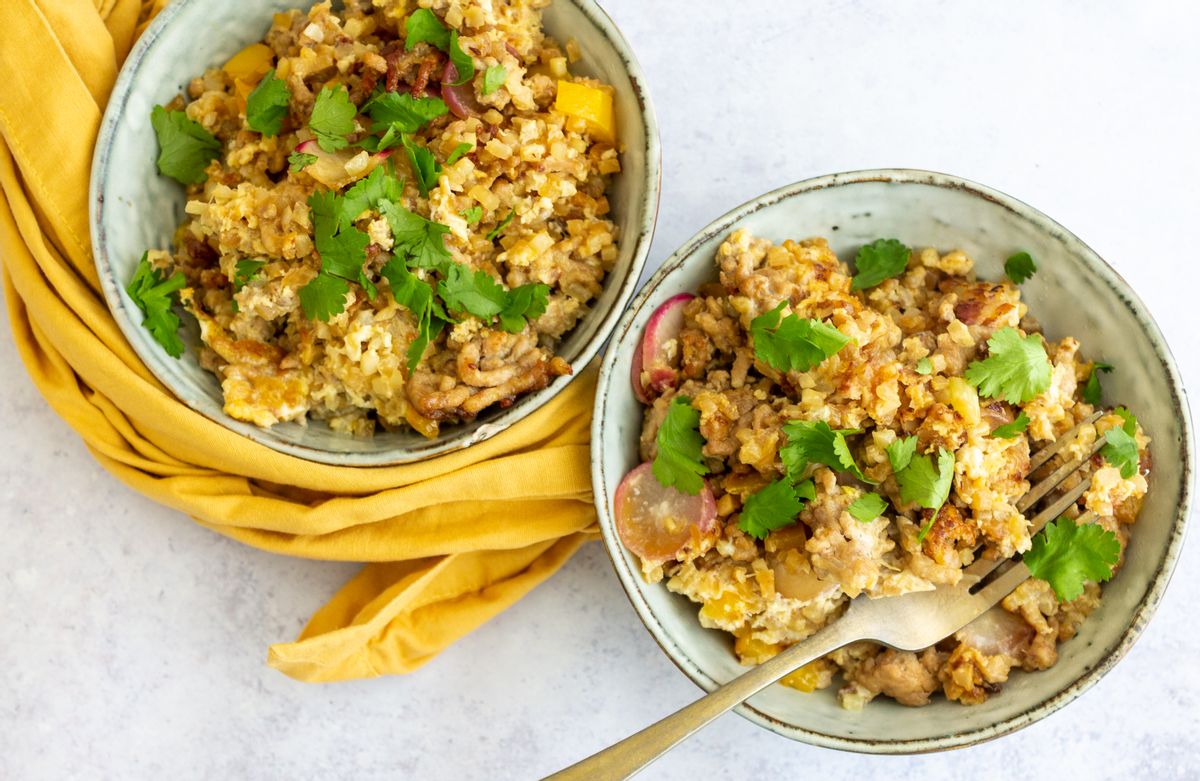 Low Carb Pork and Egg Fried Rice