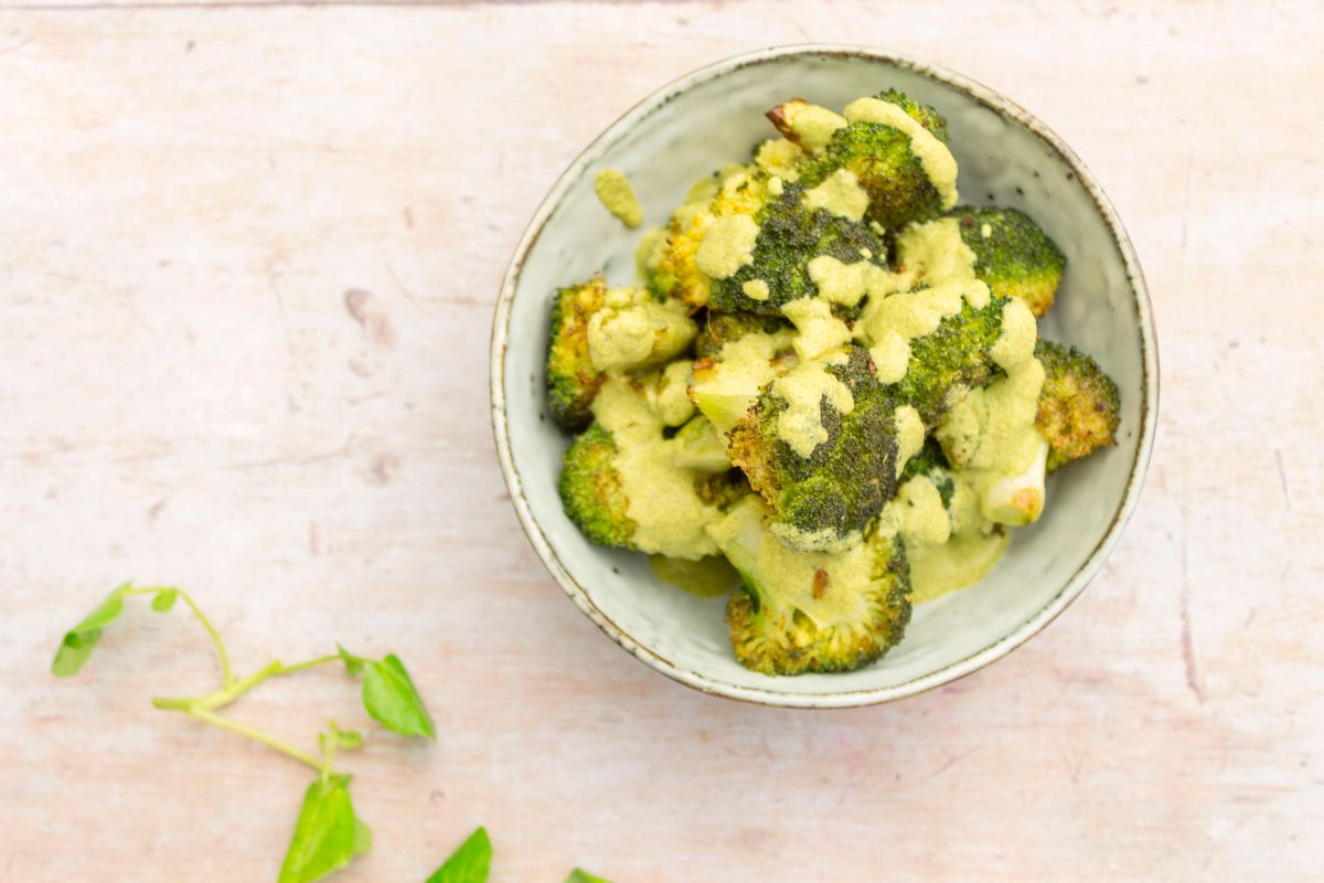 Keto Roasted Broccoli with Watercress Sauce