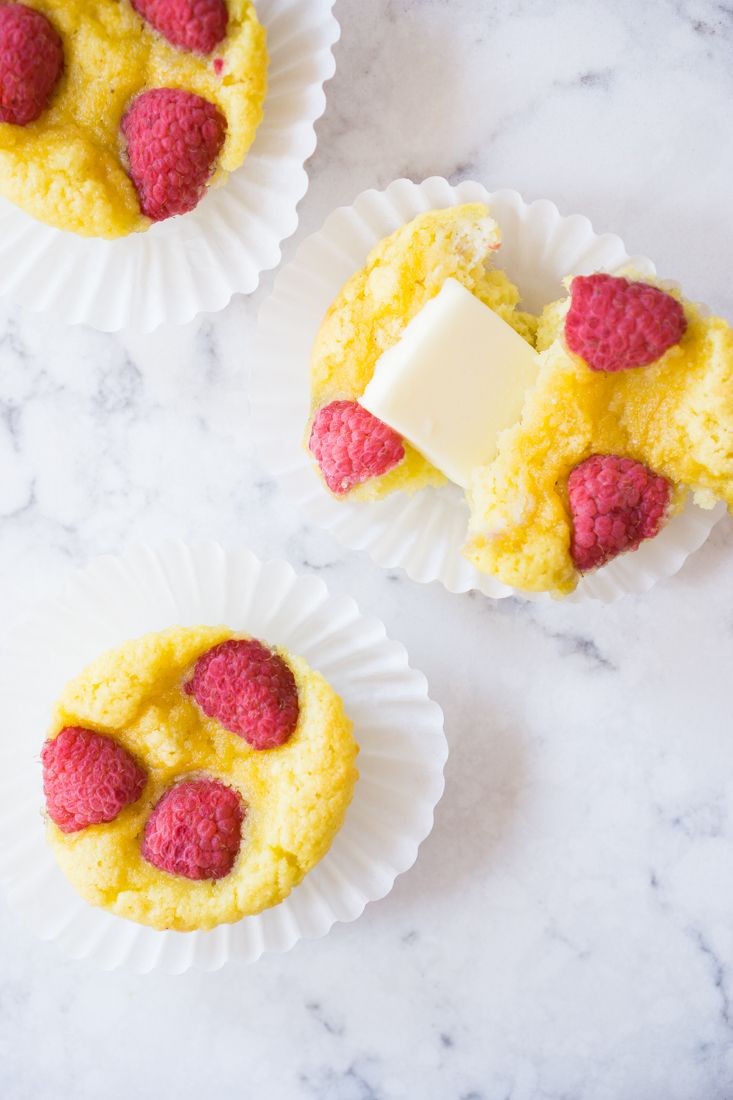 Keto Raspberry "Corn" Muffins