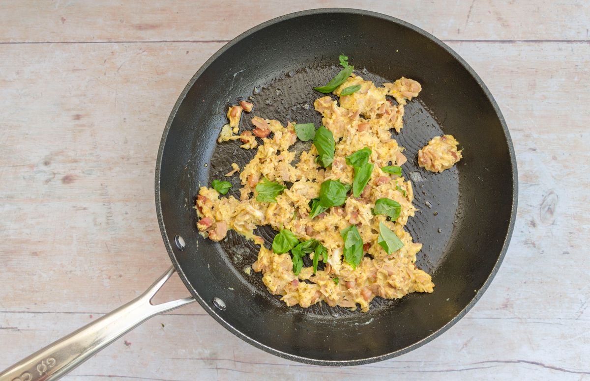 Keto Tuna and Pancetta Scrambled Eggs