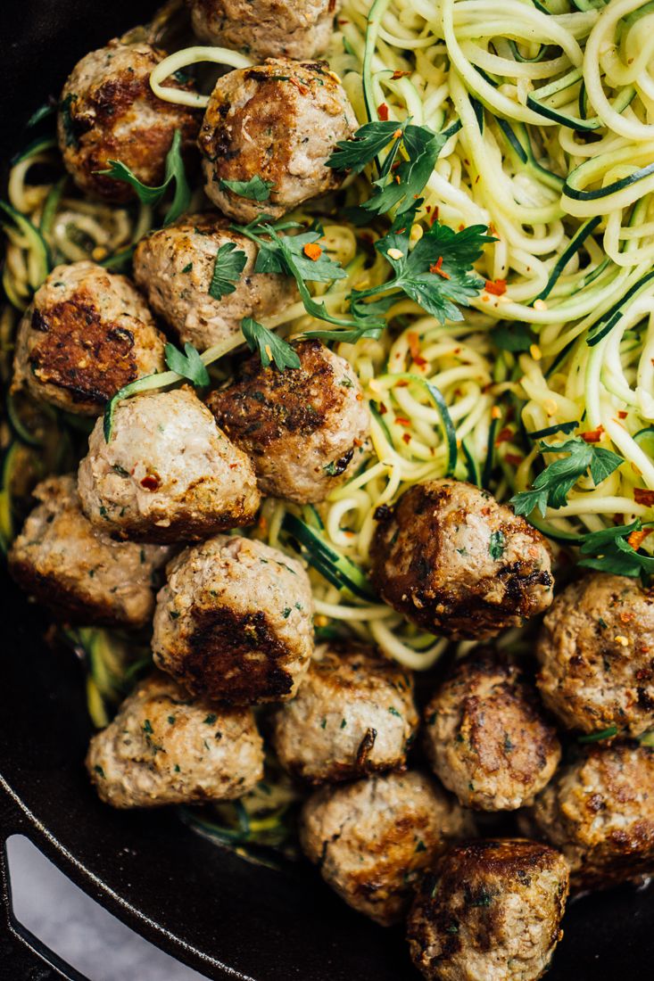 Meal Prep Garlic Butter Chicken Meatballs Recipe with Zucchini Noodles —  Eatwell101