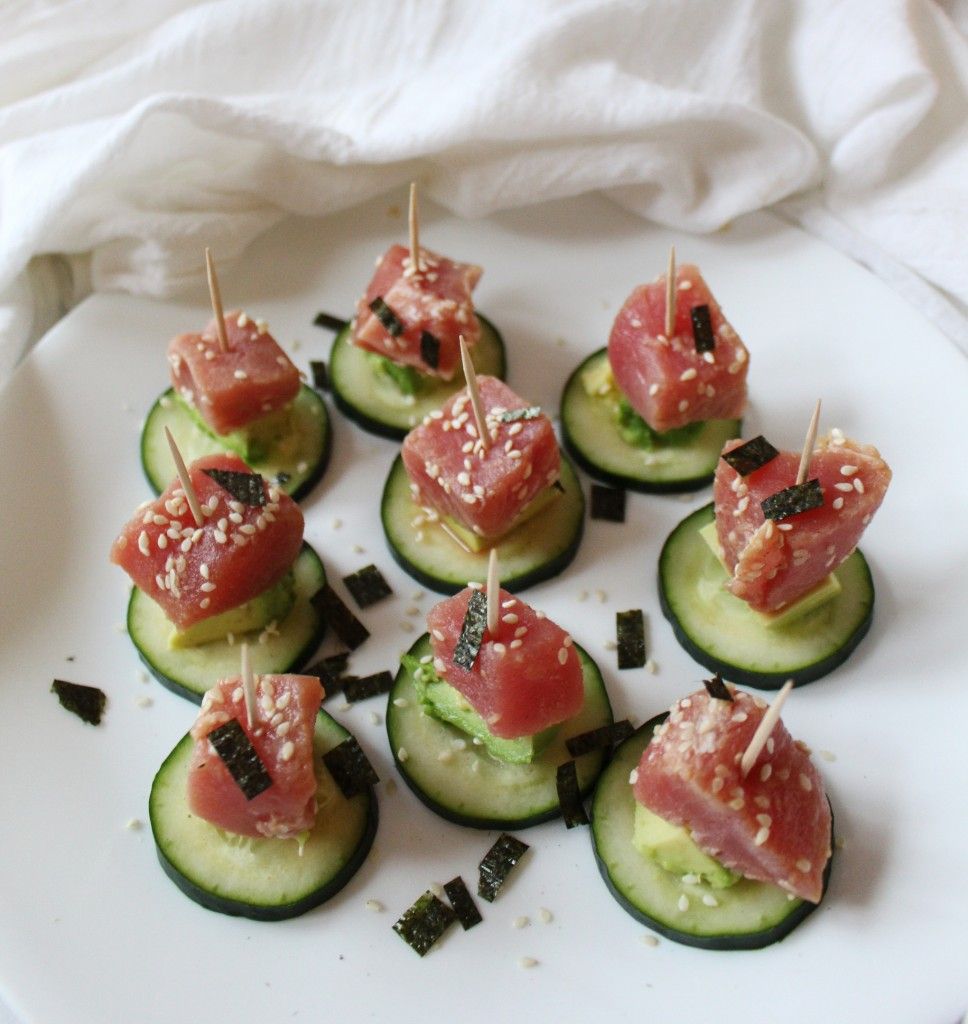 Keto Tuna Poke Cucumber Bites