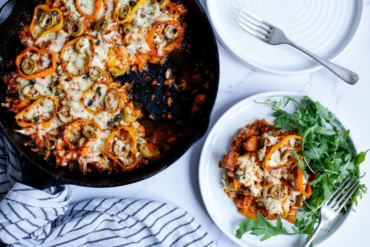 Vegan Keto Cauliflower Pizza Casserole