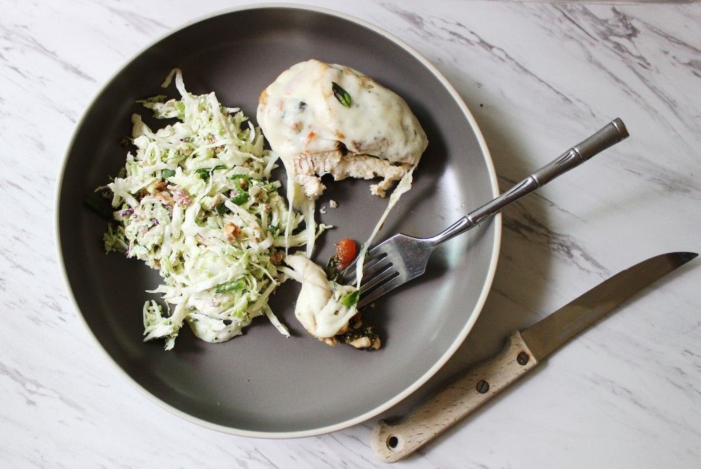 Keto Bruschetta Chicken and Coleslaw 