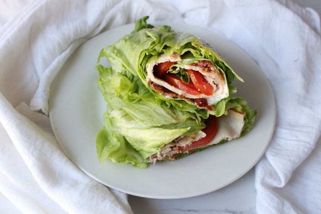 Keto Turkey BLT Wrap with Basil Pepper Mayo