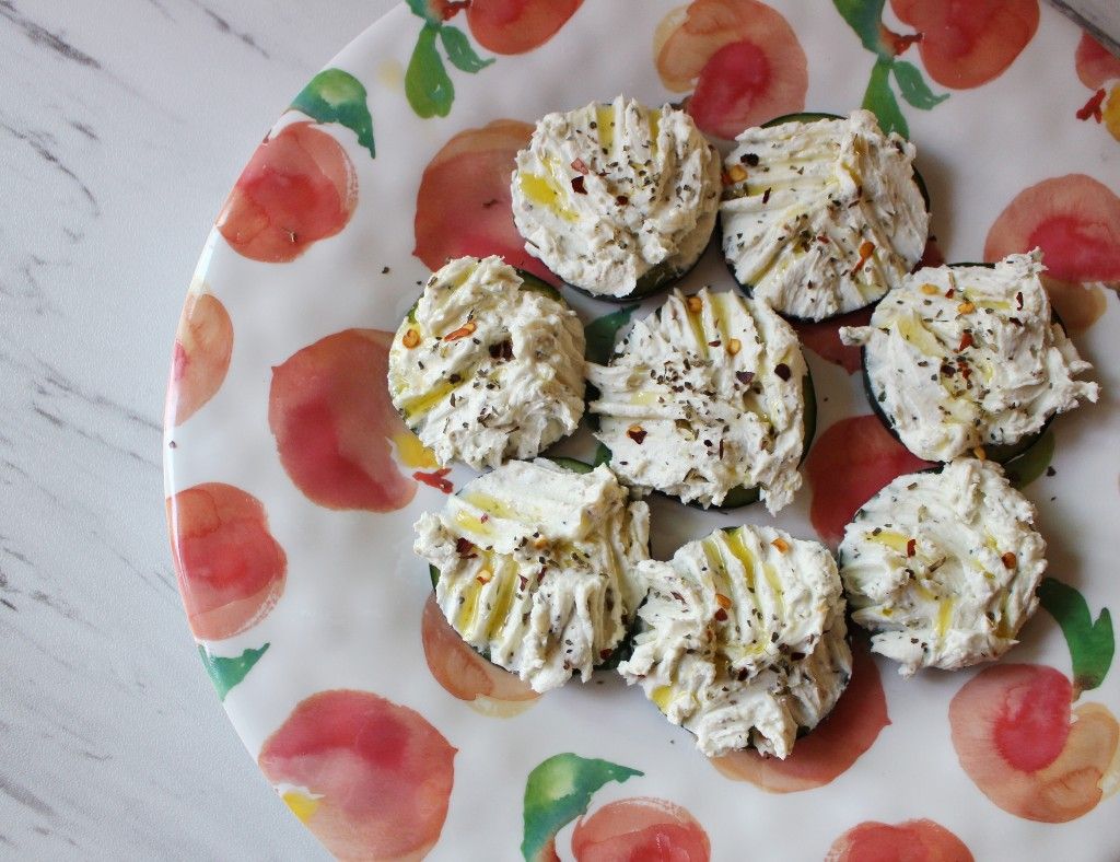 Keto Everything Goat Cheese Cucumber Bites