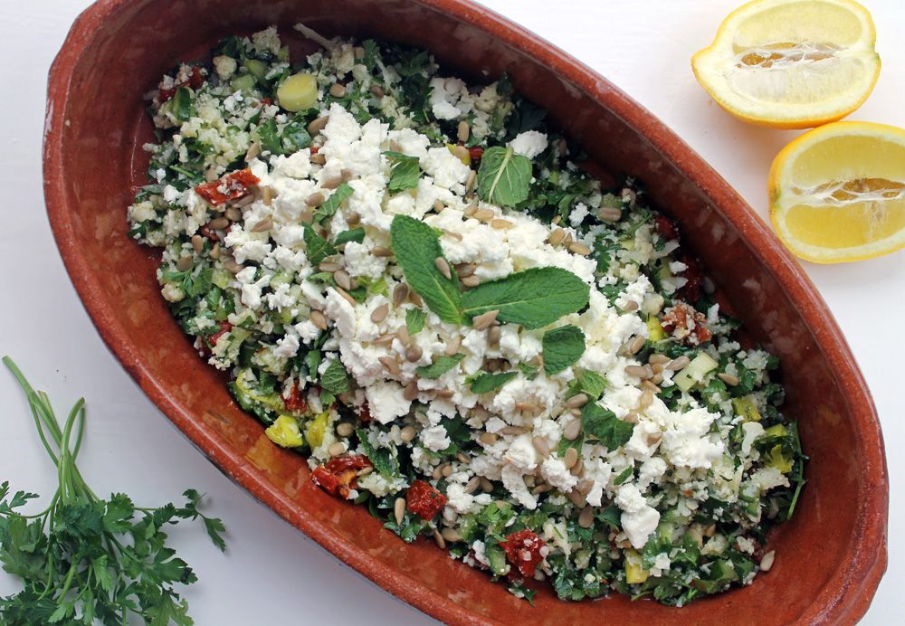Low Carb Tabbouleh Salad with Feta Cheese