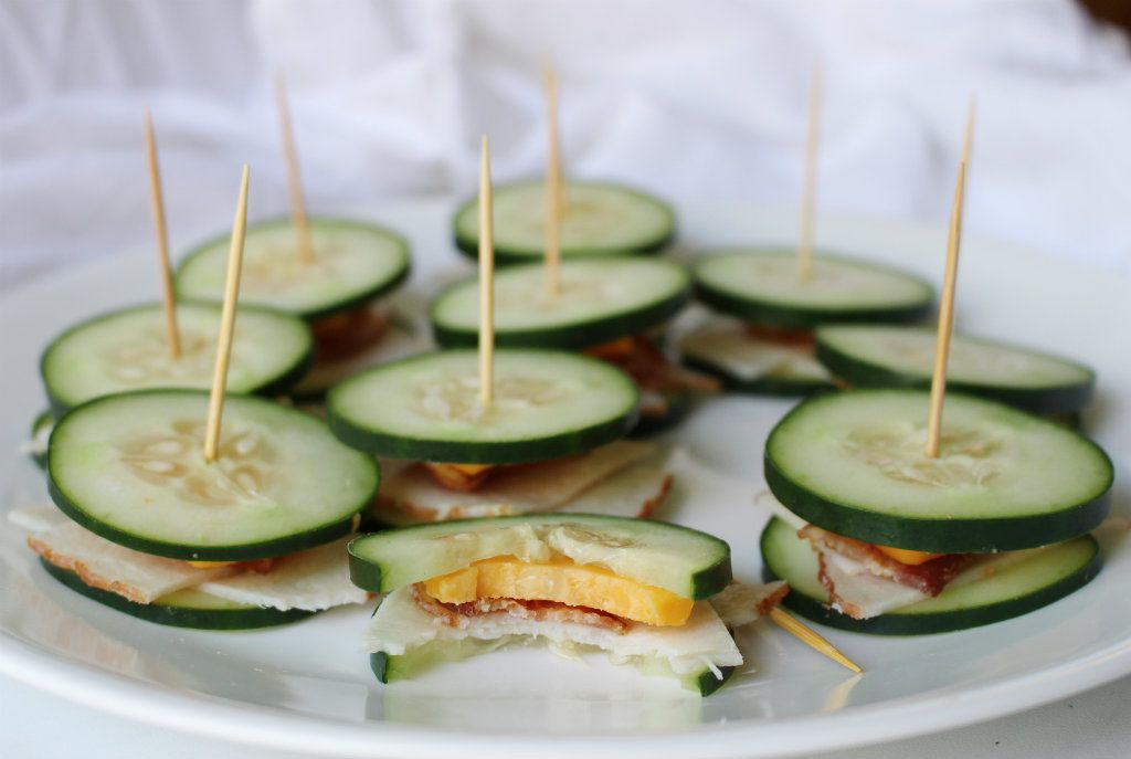 Keto Bacon Turkey Cheddar Cucumber Bites