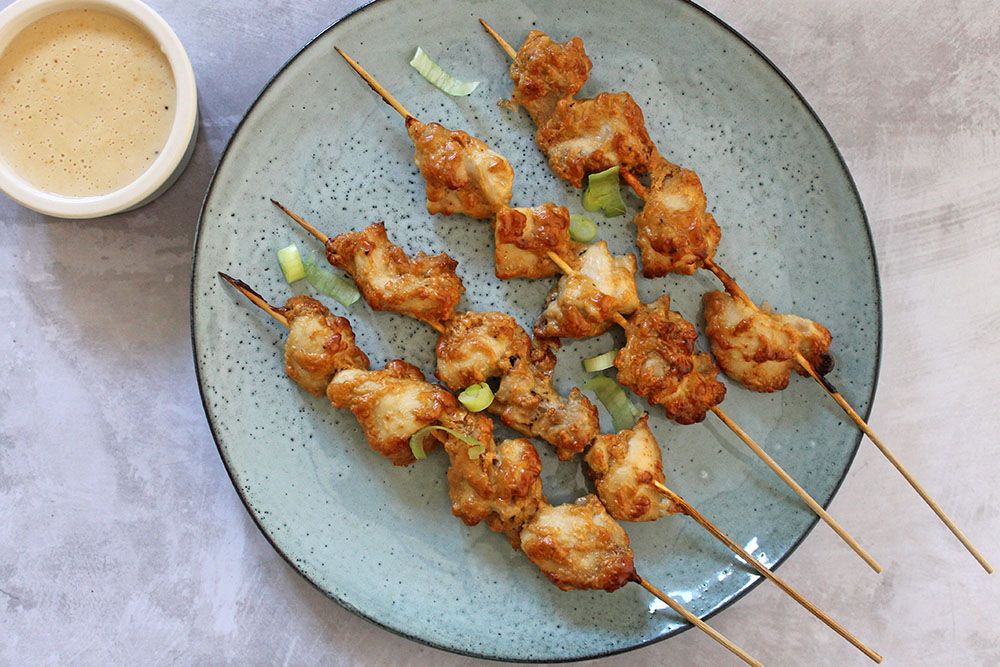 Keto Chicken Satay Skewers