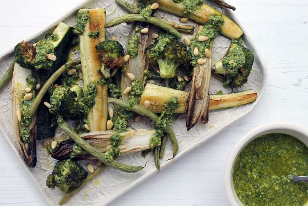 Keto Roasted Veggies With Pesto Sauce