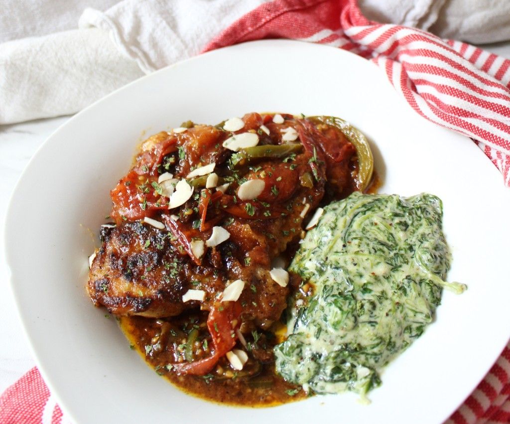 Low Carb Country Captain Chicken w Creamed Spinach