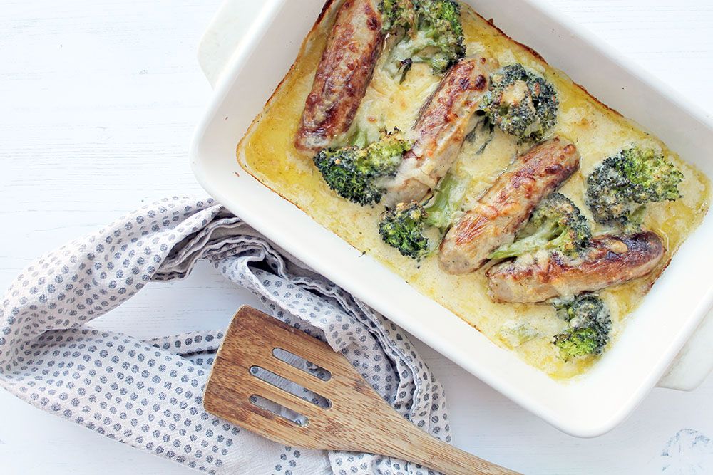 Low Carb Cheesy Sausage and Broccoli Bake