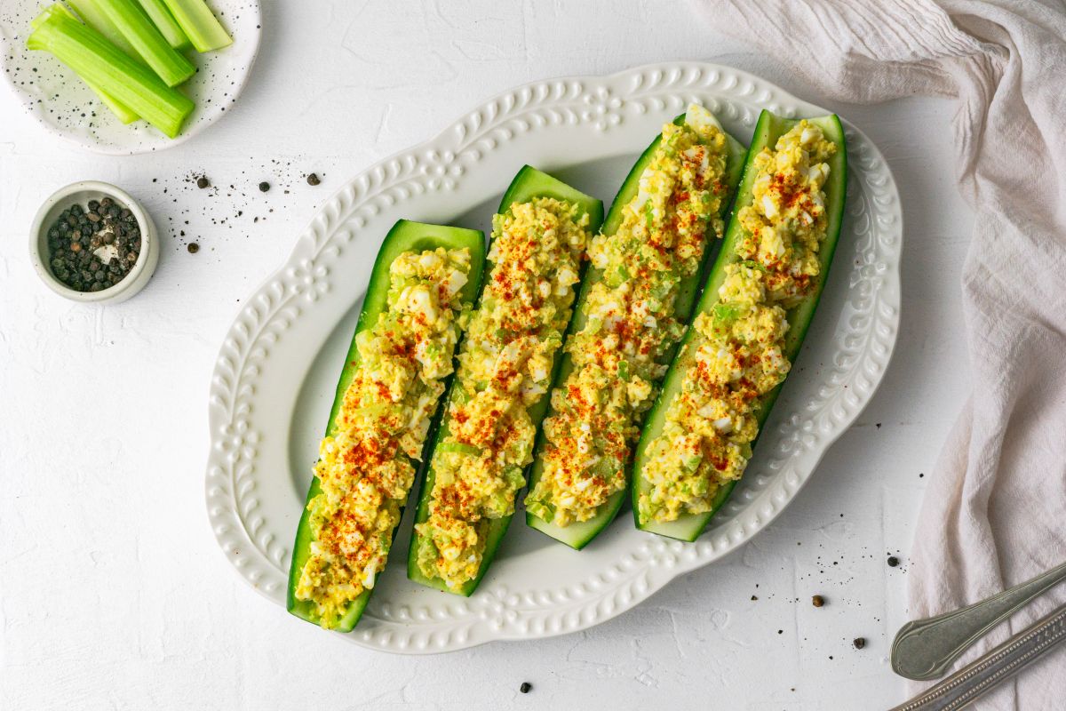 Keto Egg Salad Cucumber Boats