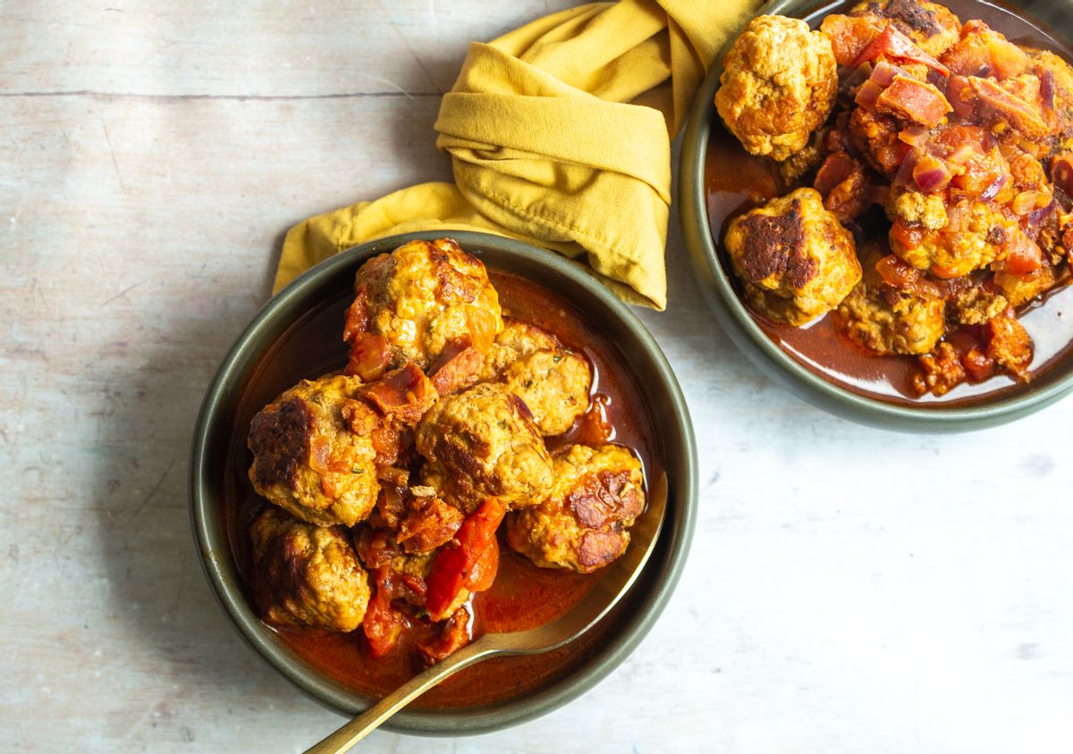 Keto Pork Meatballs with Chorizo and Tomato Sauce