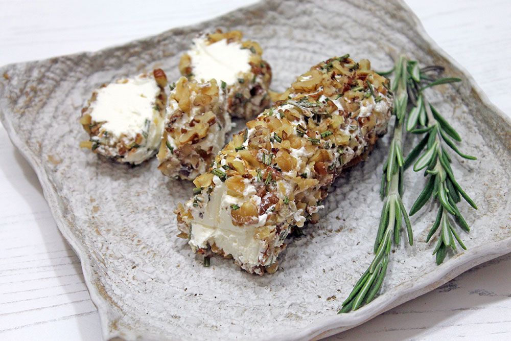 Keto Cheese Log With Candied Nuts And Rosemary