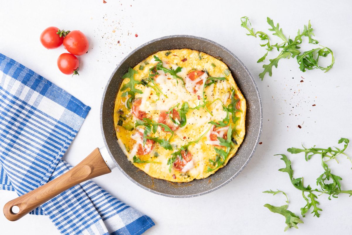 Healthy Keto Open Omelet with Tomatoes and Cheese