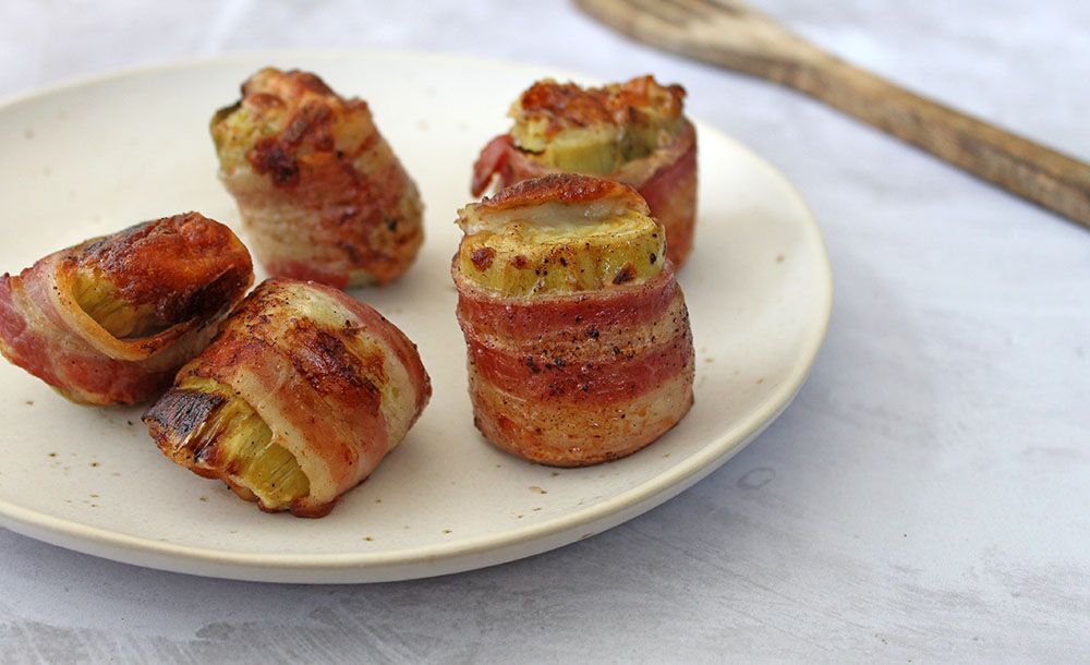 Keto Bacon Wrapped Artichokes with Mozzarella