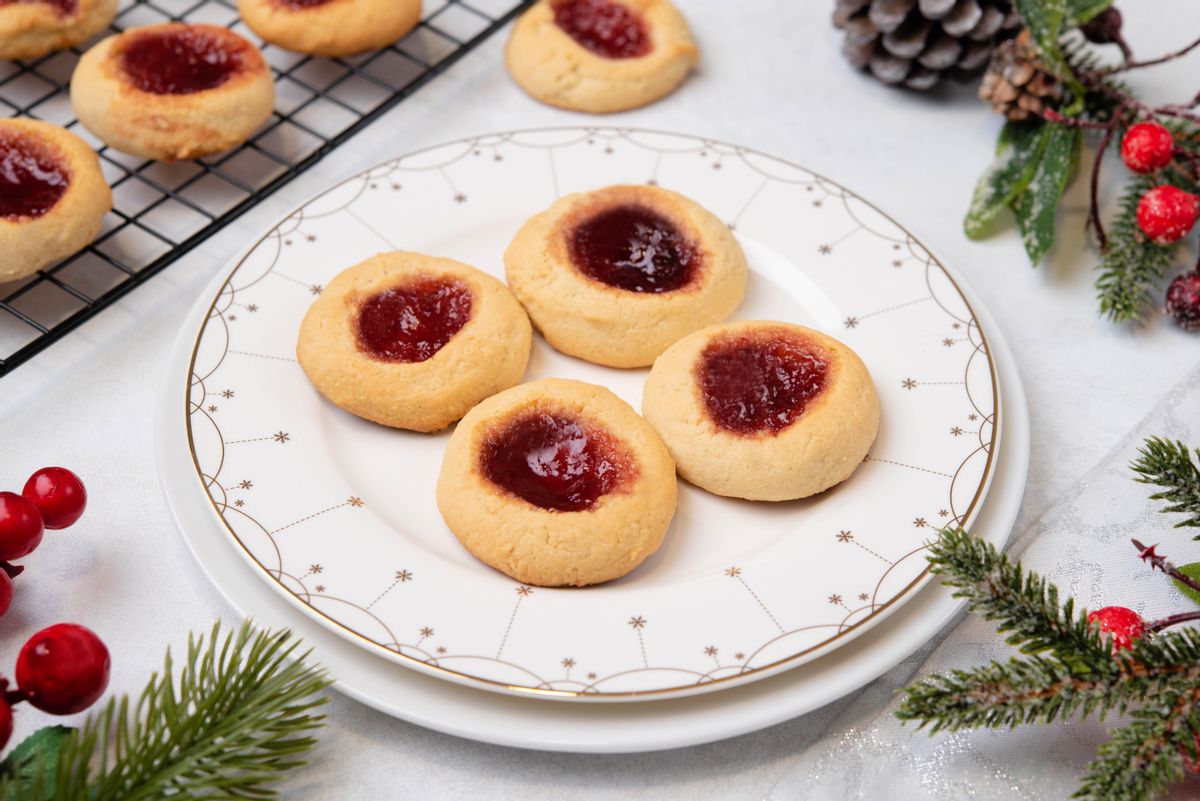 Keto Christmas Thumbprint Cookies