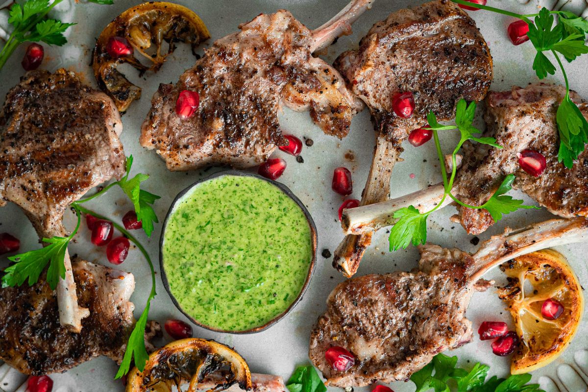 New Year's Keto Grilled Lamb Chops with Herb Salsa