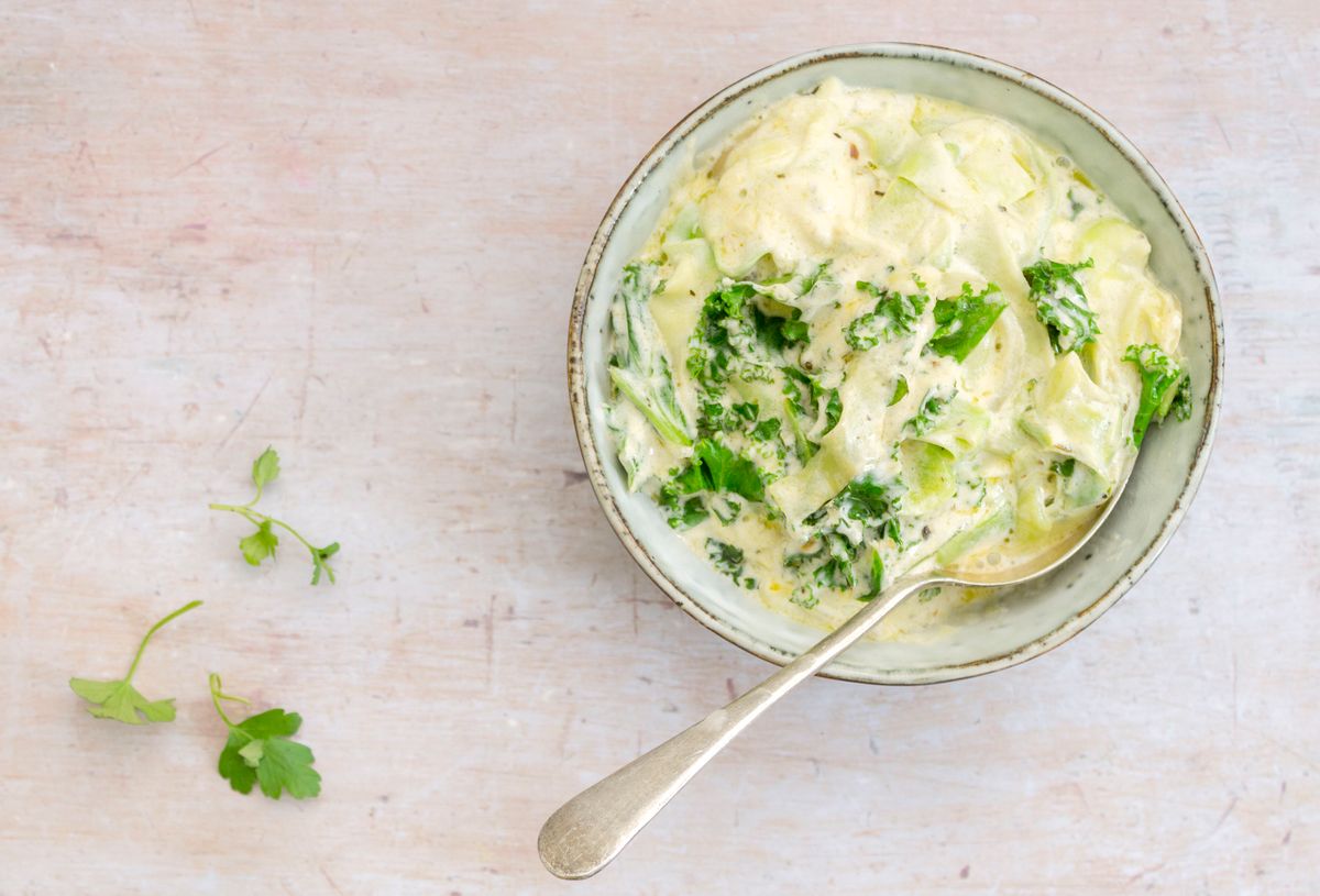 Keto Zucchini and Kale Alfredo