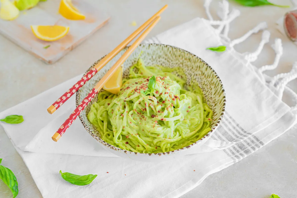 Eco-Keto Avocado Pesto Zoodles