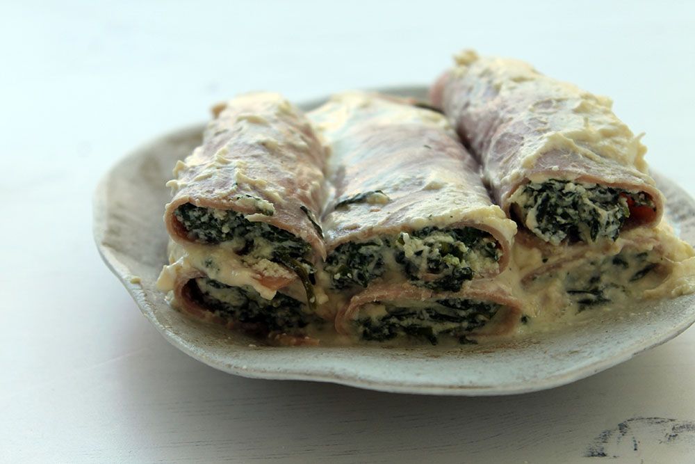 Low Carb Ham, Spinach and Ricotta Cannelloni