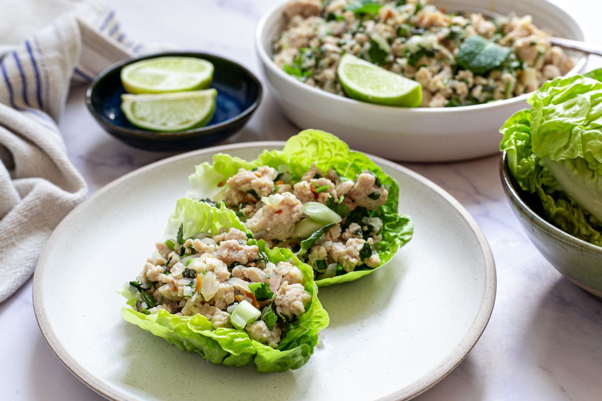 Easy Keto Thai Chicken Lettuce Wraps (Larb Gai)